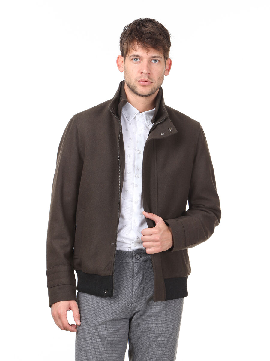 Khaki Regular Fit Casual Weaving Coat - 4