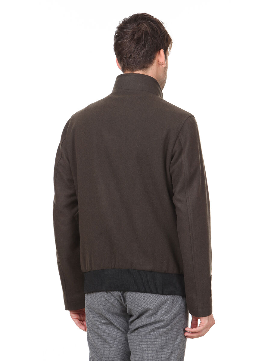 Khaki Regular Fit Casual Weaving Coat - 5