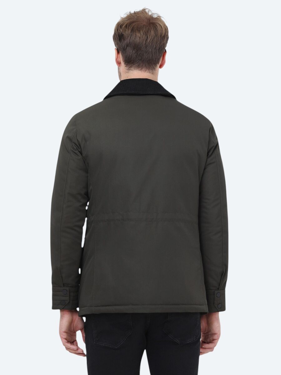 Khaki Regular Fit Casual Weaving Coat - 8