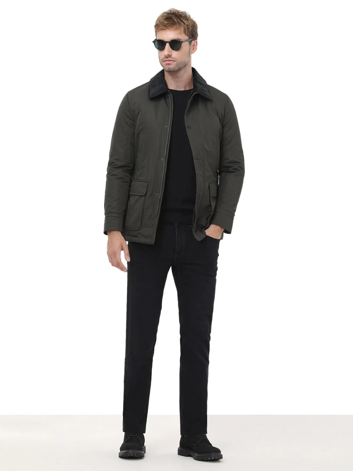 Khaki Regular Fit Casual Weaving Coat - 2