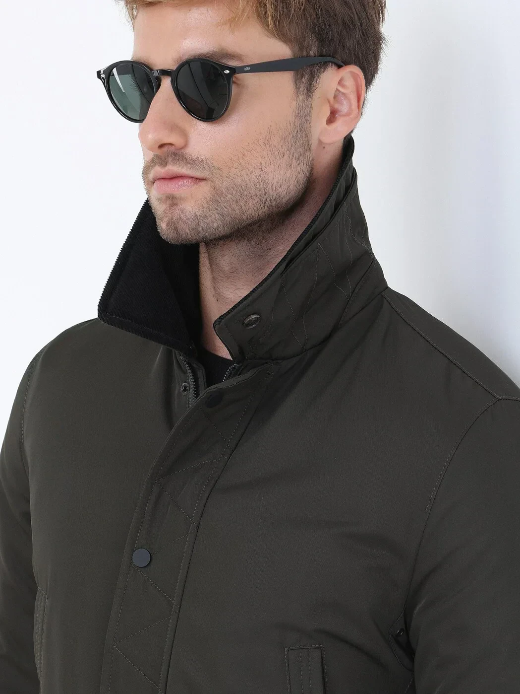 Khaki Regular Fit Casual Weaving Coat - 4