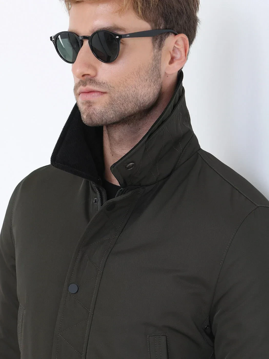 Khaki Regular Fit Casual Weaving Coat - 4