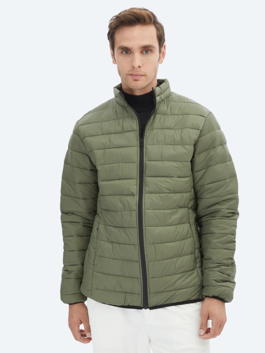 Khaki Regular Fit Casual Weaving Coat - 3