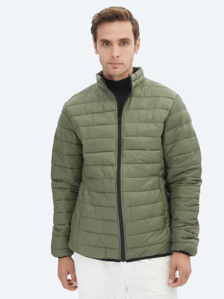 Khaki Regular Fit Casual Weaving Coat - 3