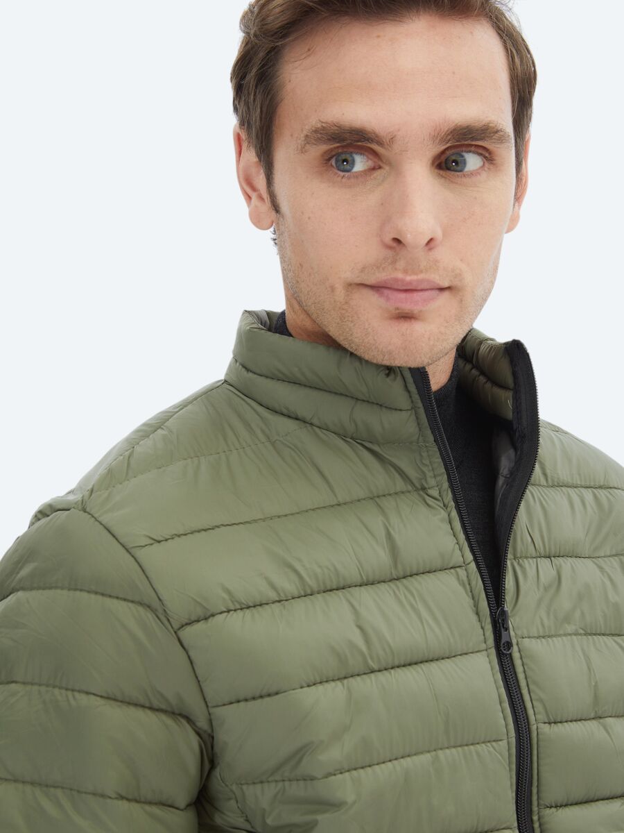 Khaki Regular Fit Casual Weaving Coat - 4