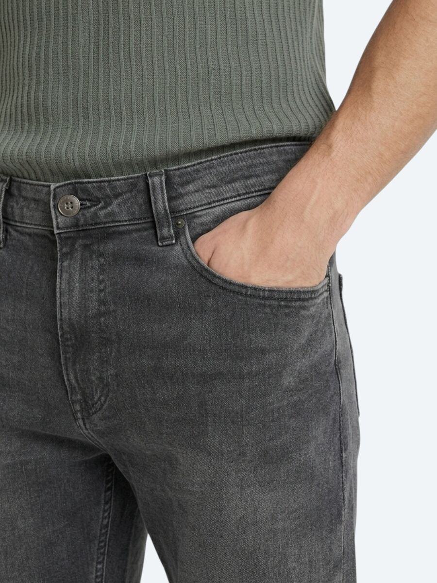 Khaki Regular Fit Denim 100% Cotton Trousers - 3