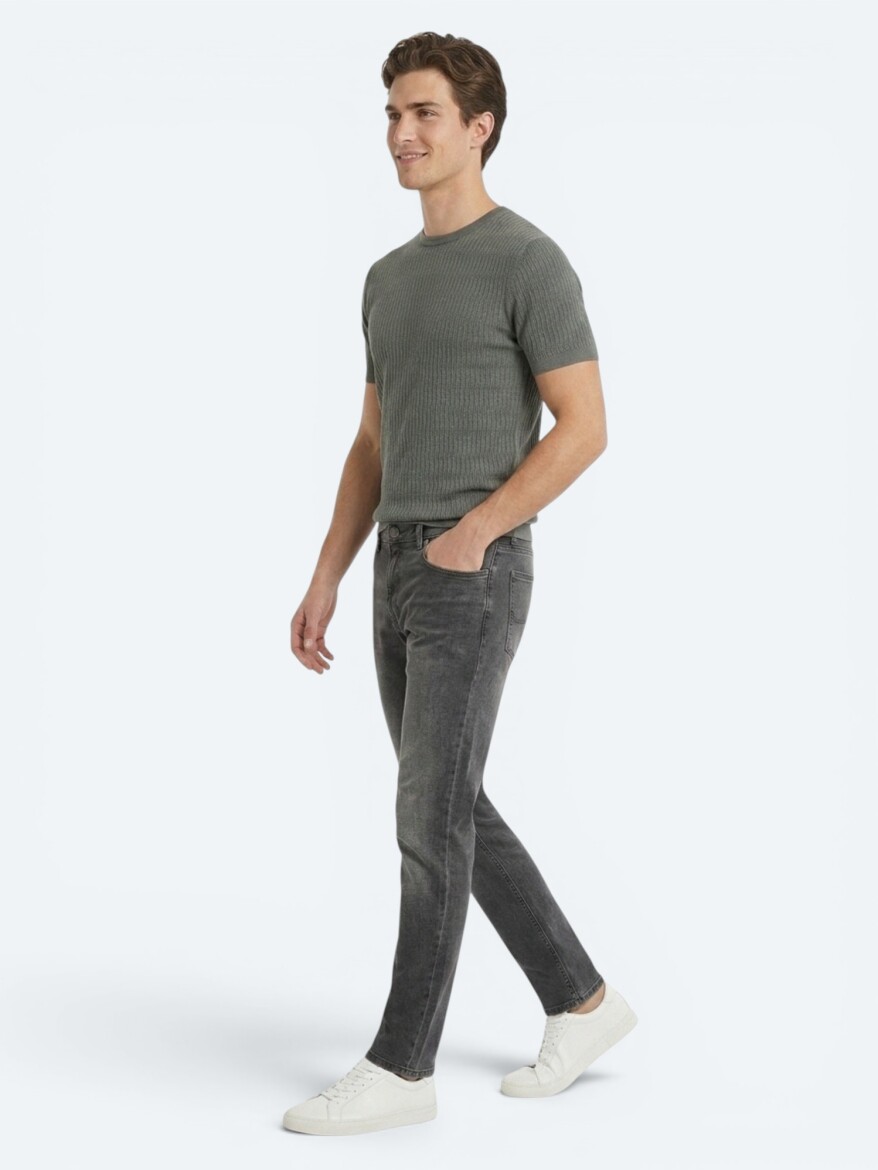 Khaki Regular Fit Denim 100% Cotton Trousers - 4