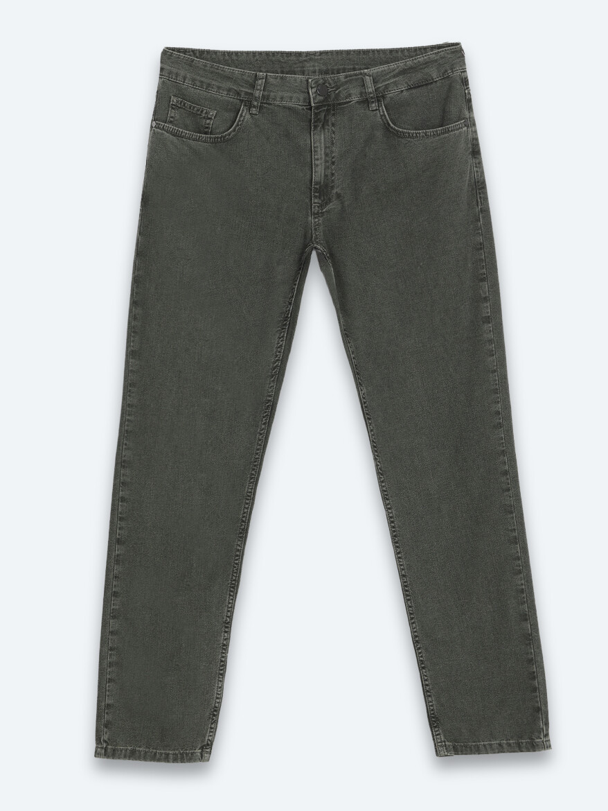 Khaki Regular Fit Denim 100% Cotton Trousers - 6