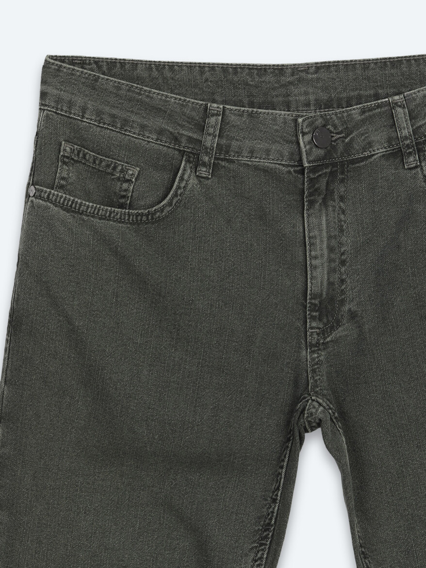 Khaki Regular Fit Denim 100% Cotton Trousers - 7