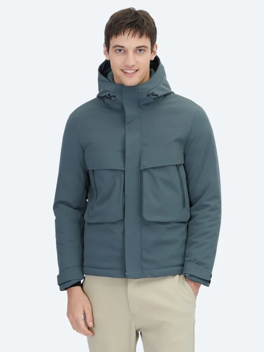 Khaki Regular Fit Hooded Casual Weaving Coat - 3