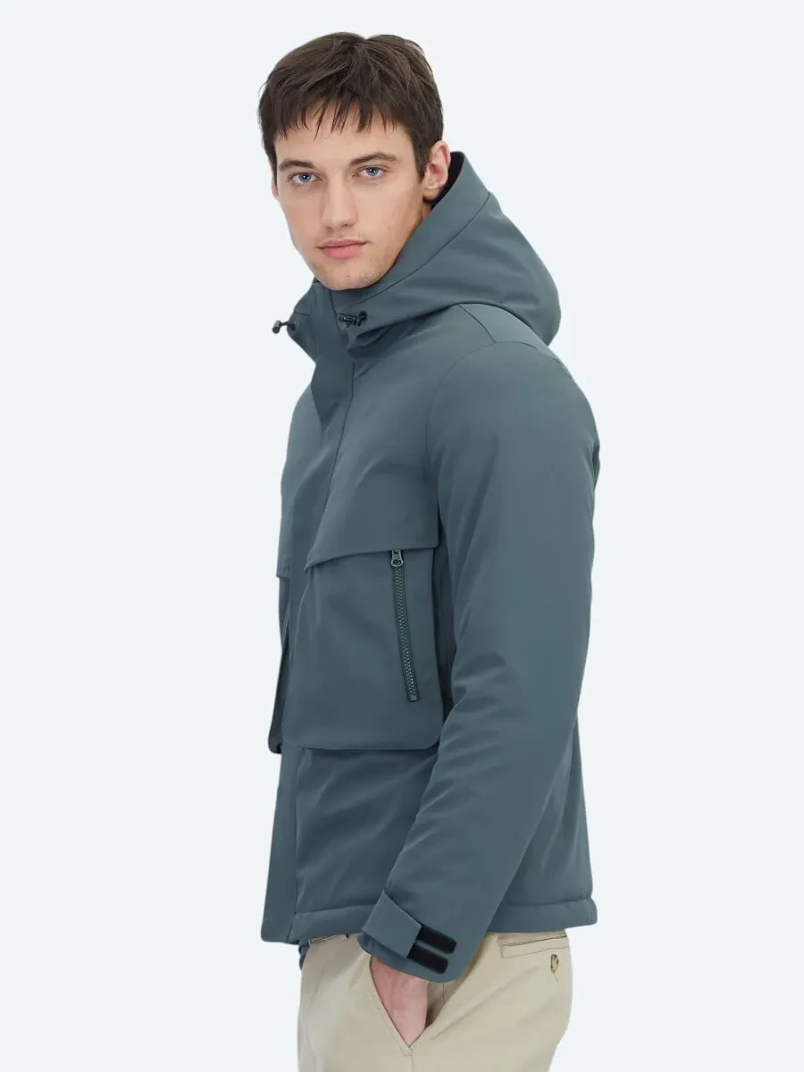 Khaki Regular Fit Hooded Casual Weaving Coat - 4