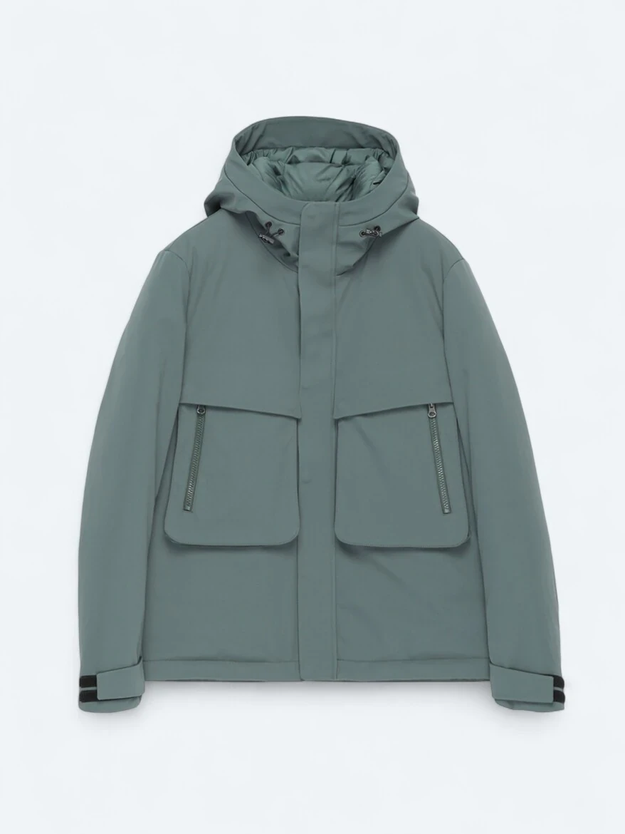 Khaki Regular Fit Hooded Casual Weaving Coat - 8