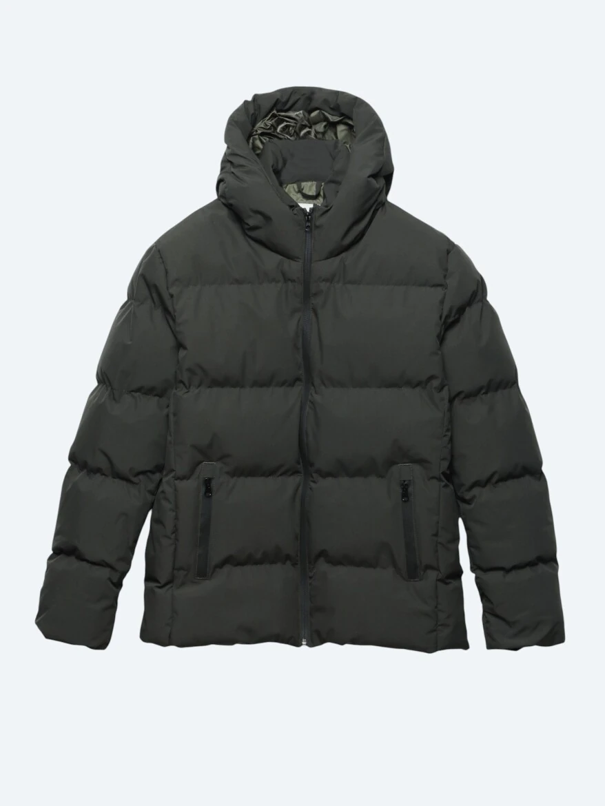 Khaki Regular Fit Hooded Casual Weaving Coat 