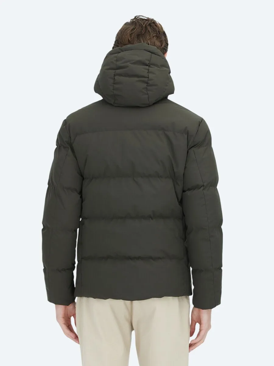 Khaki Regular Fit Hooded Casual Weaving Coat - 5