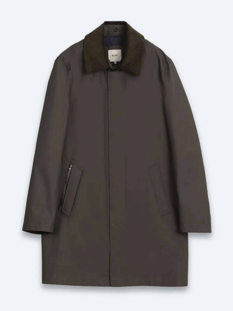 Khaki Regular Fit Shirt Collar Casual Weaving Rain Coat - 7
