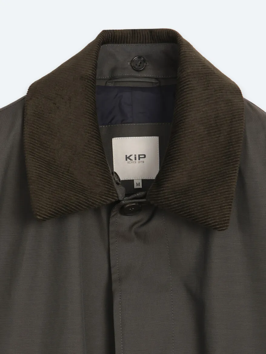 Khaki Regular Fit Shirt Collar Casual Weaving Rain Coat - 8