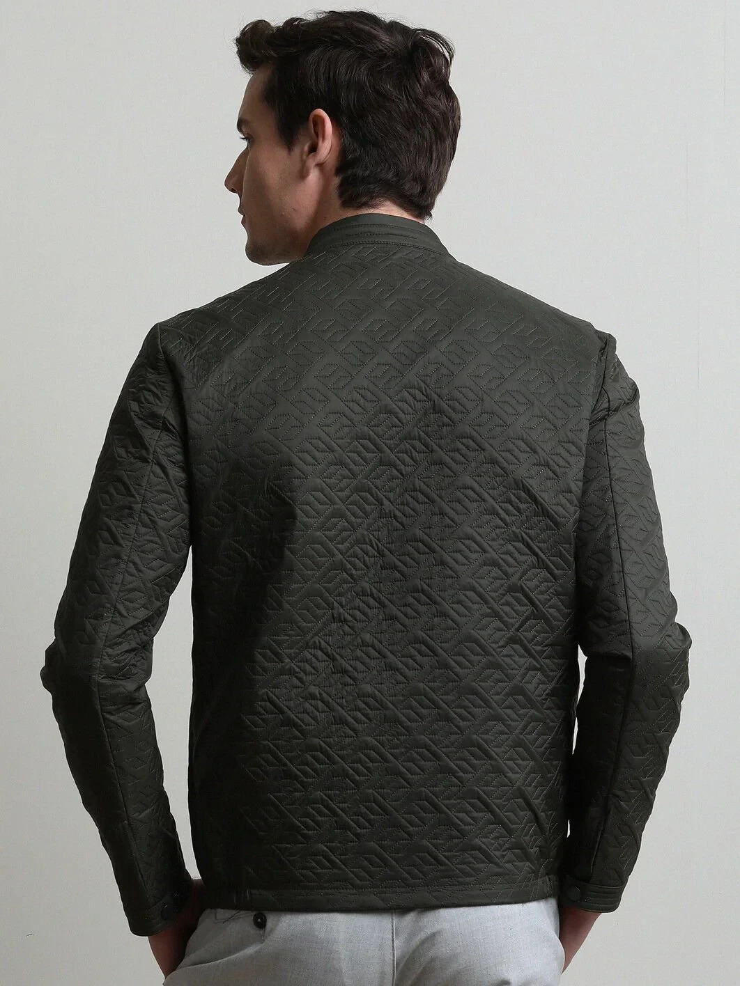 Khaki Regular Fit Turtleneck Casual Weaving Coat - 5