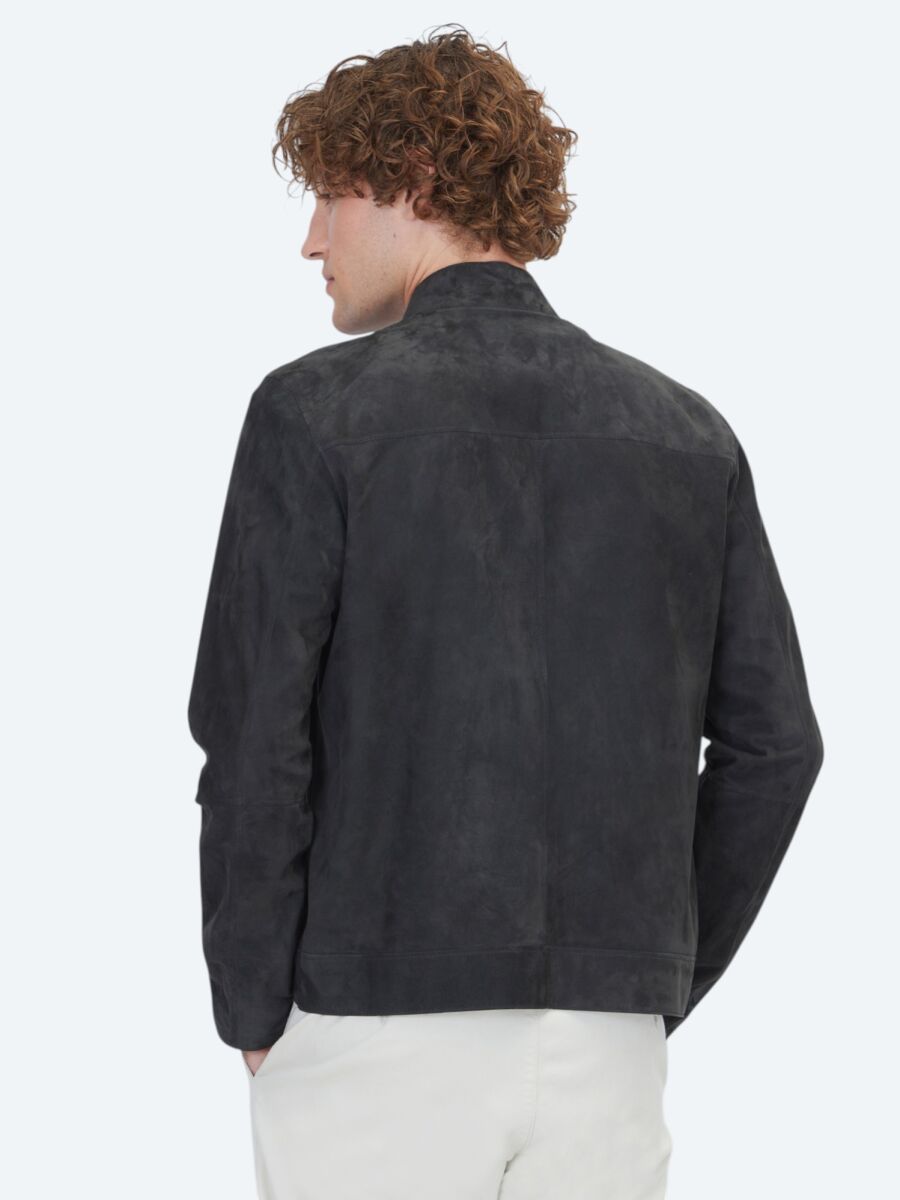 Khaki Regular Fit Turtleneck Smart Casual Leather Coat - 7