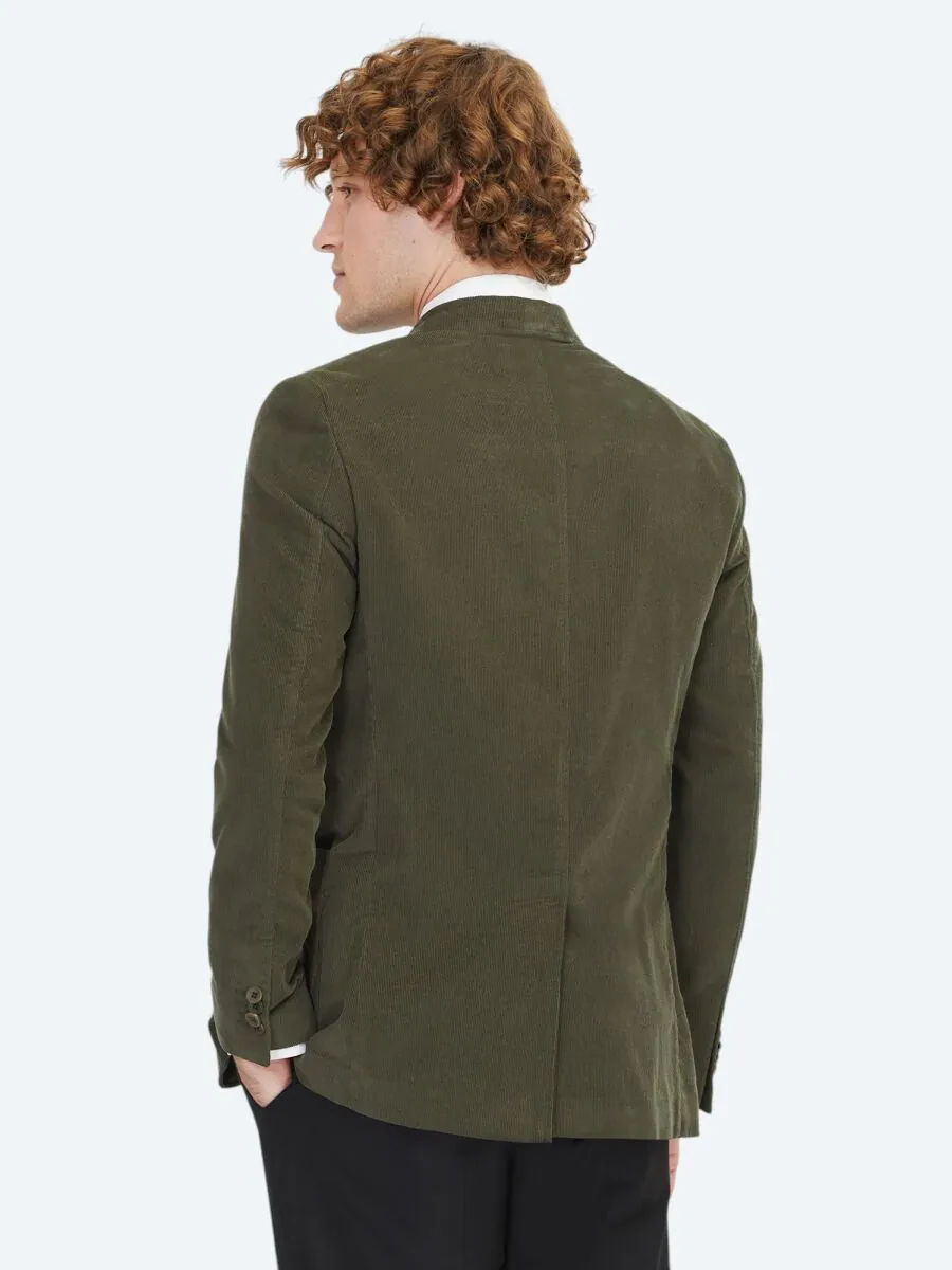 Khaki Ribbed Modern Fit 100% Cotton Jacket - 5
