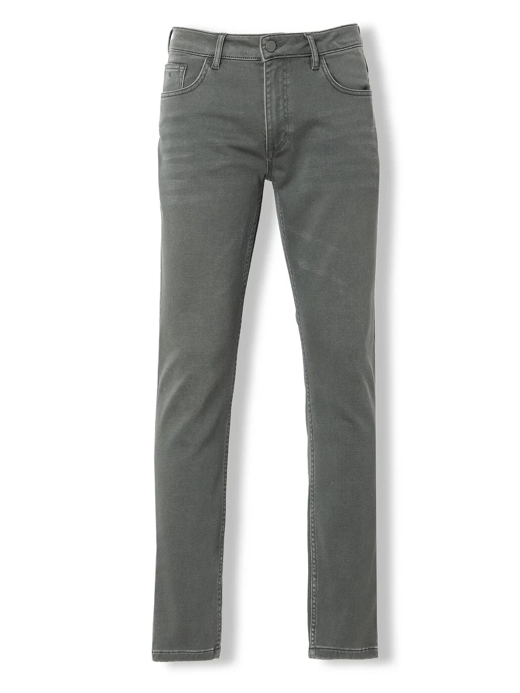 Khaki Slim Fit Denim Cotton Blended Trousers - 7
