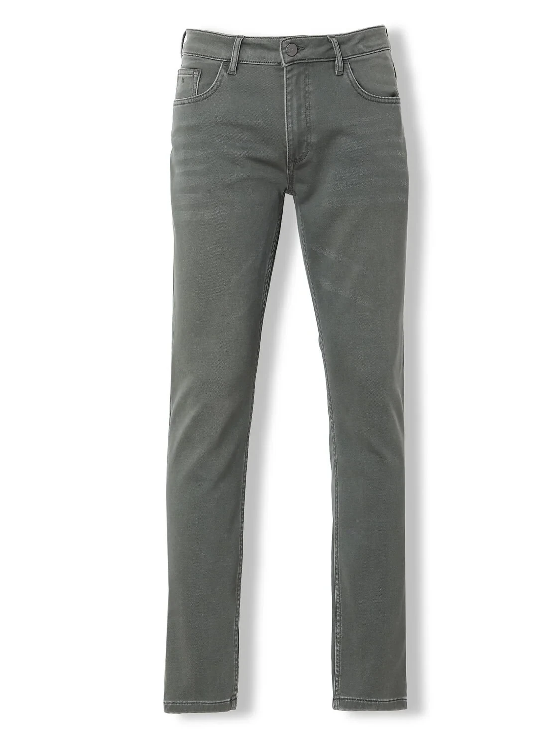 Khaki Slim Fit Denim Cotton Blended Trousers - 7