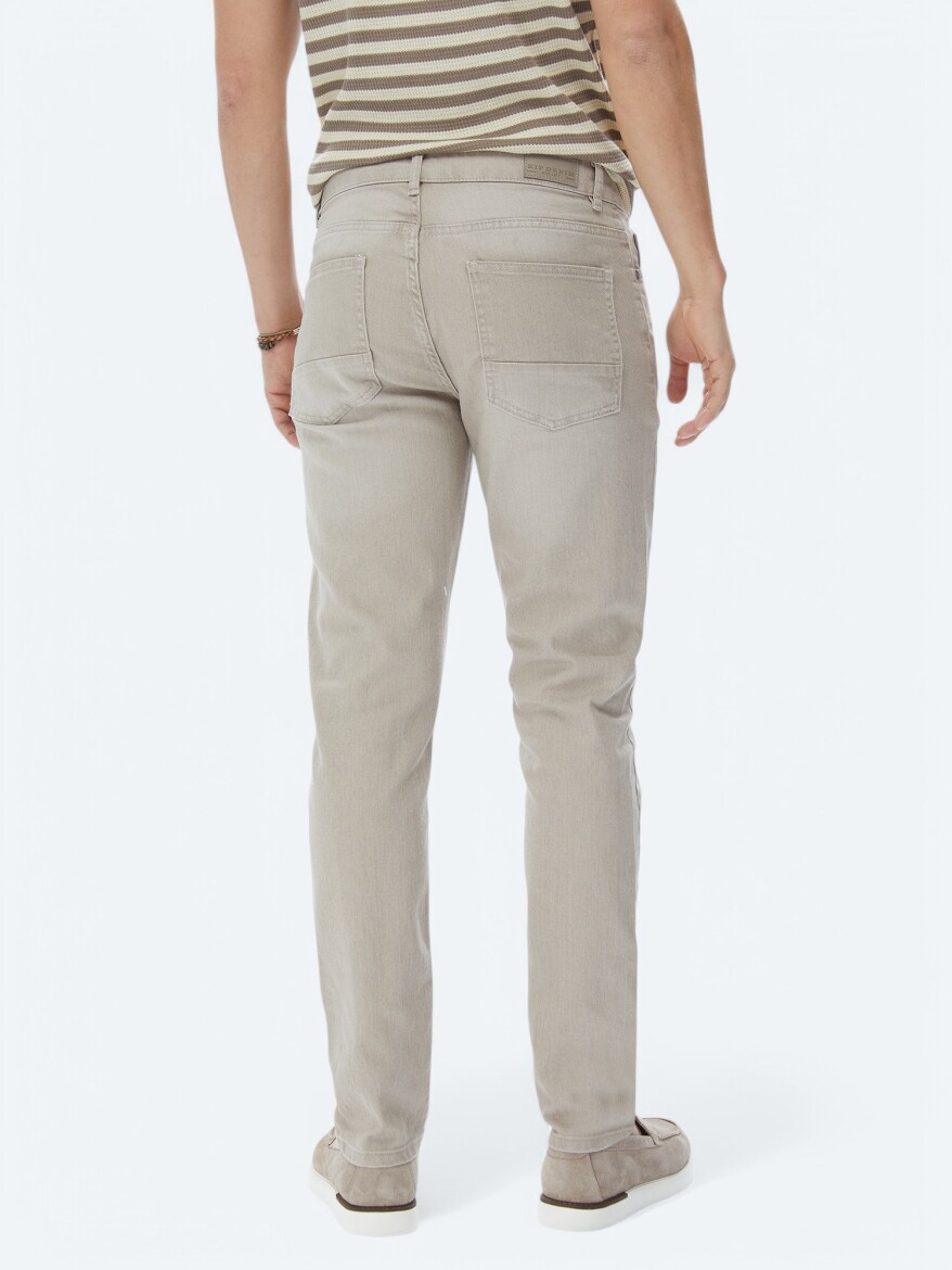 Khaki Slim Fit Denim Cotton Blended Trousers - 4