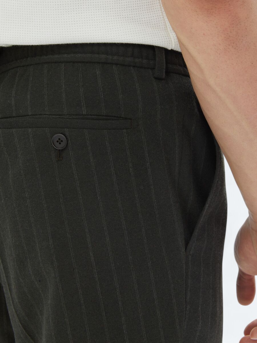 Khaki Striped Modern Fit Suit - 6