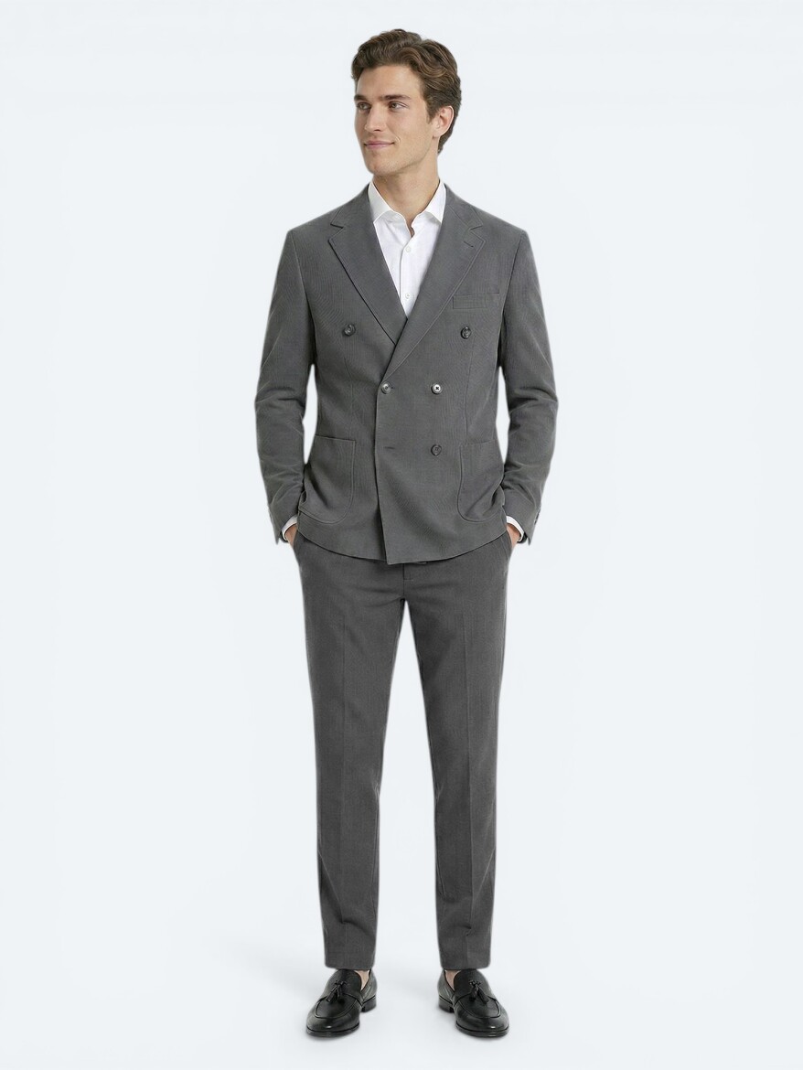 Khaki Striped Modern Fit Suit - 2
