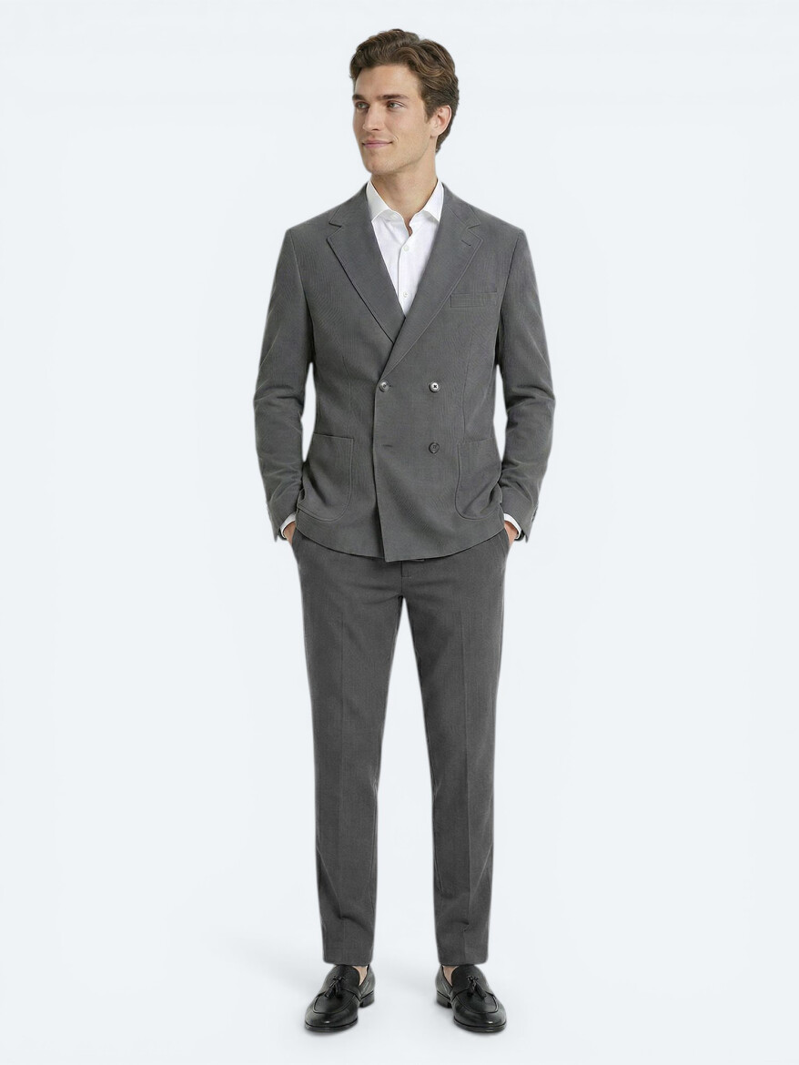 Khaki Striped Modern Fit Suit - KİP