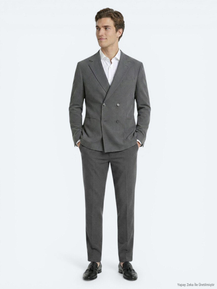Khaki Striped Modern Fit Suit - 2