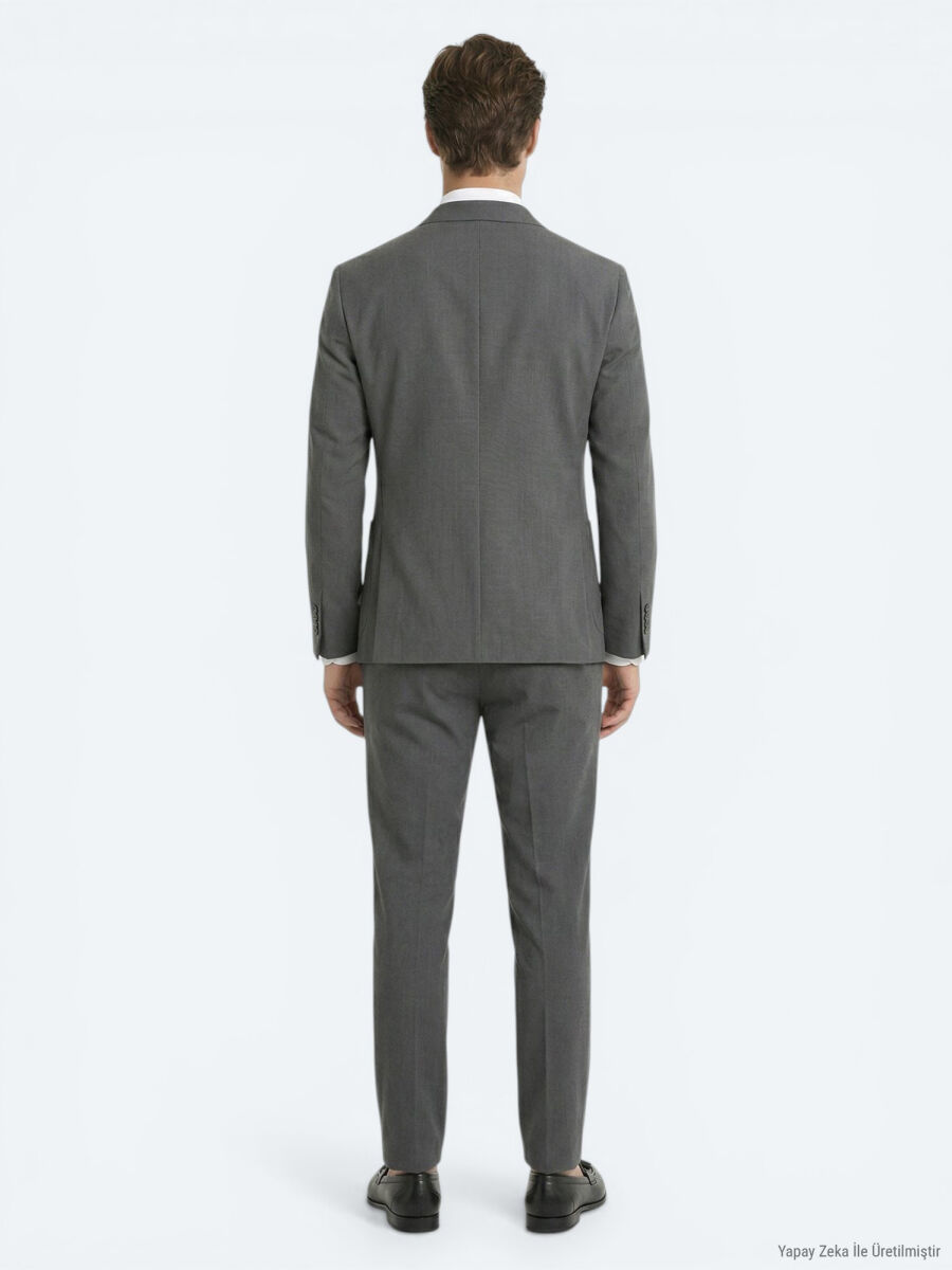 Khaki Striped Modern Fit Suit - 3