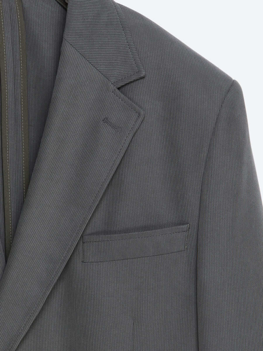 Khaki Striped Modern Fit Suit - 6