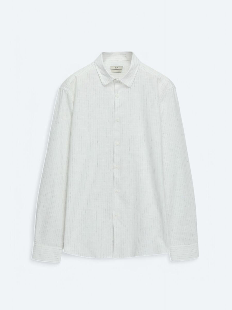 Khaki Striped Regular Fit Long Weaving Casual 100% Cotton Shirt - 5