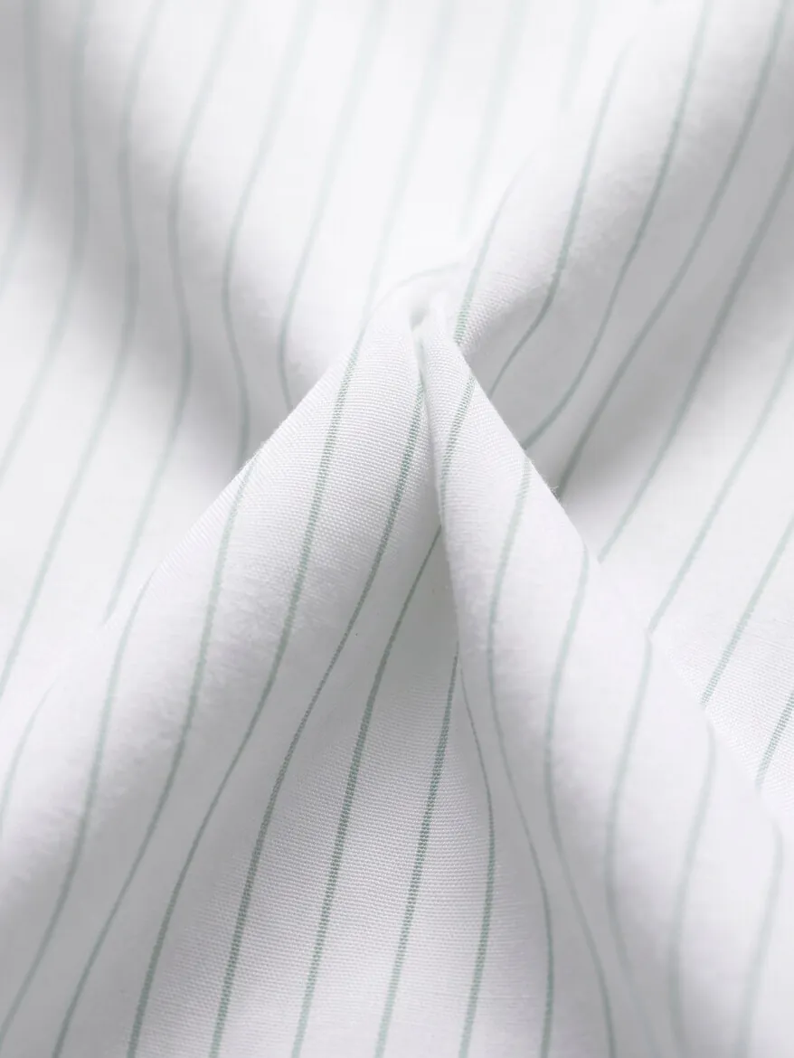 Khaki Striped Regular Fit Long Weaving Casual 100% Cotton Shirt - 11