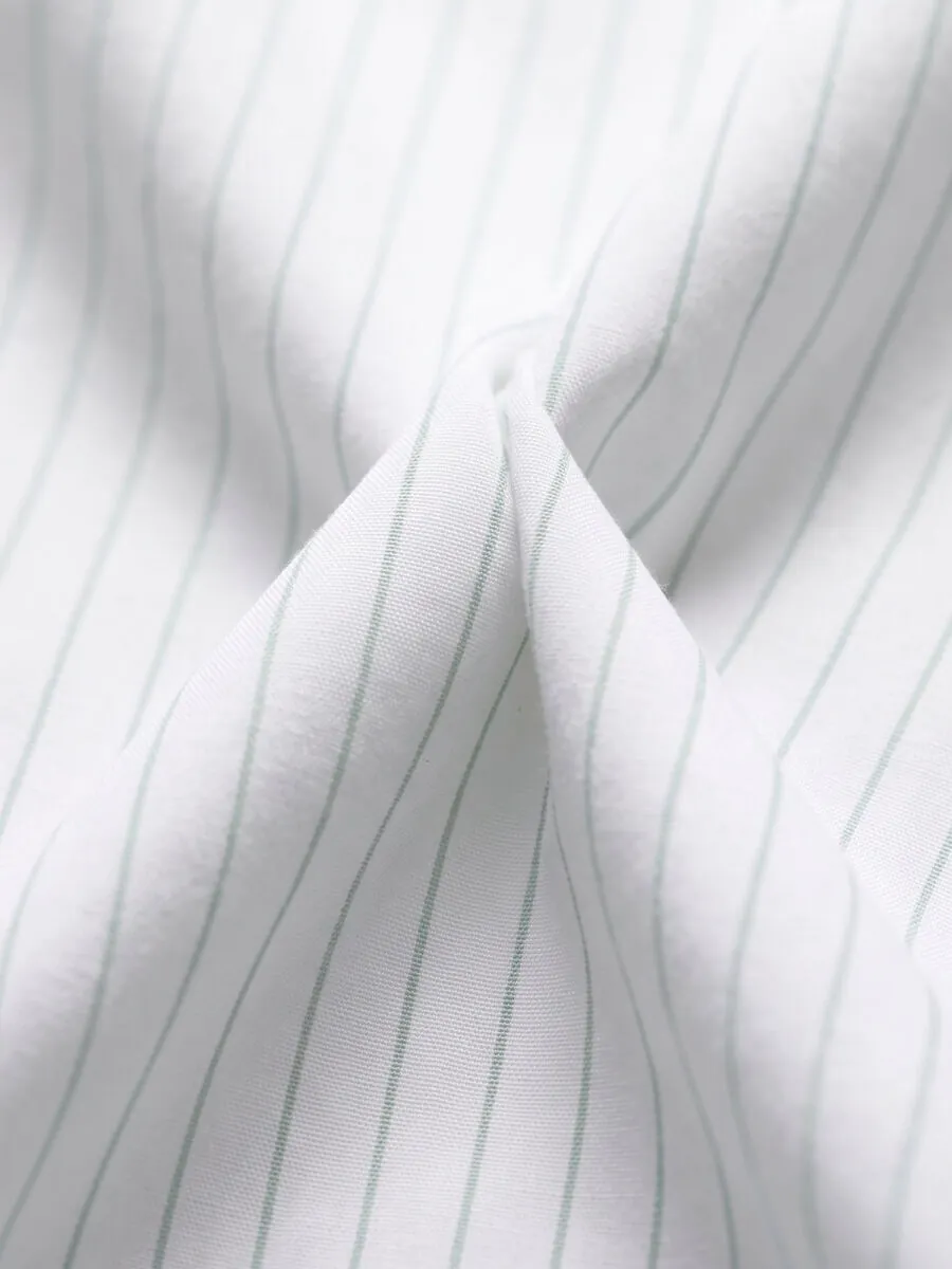 Khaki Striped Regular Fit Long Weaving Casual 100% Cotton Shirt - 11