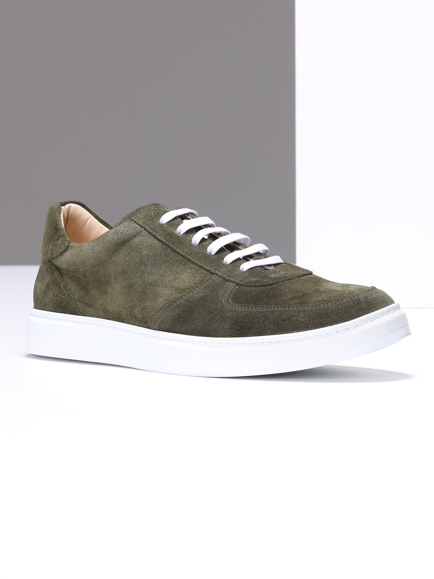 Khaki Suede Sneaker - 1