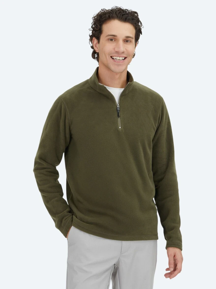 Khaki Turtleneck Plain Sweatshirt - KİP