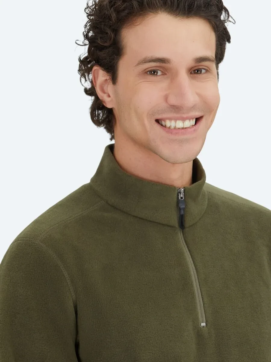 Khaki Turtleneck Plain Sweatshirt - 3
