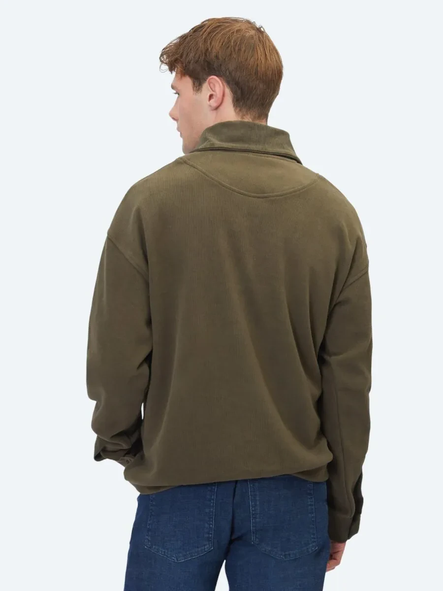 Khaki Turtleneck Striped Sweatshirt - 6