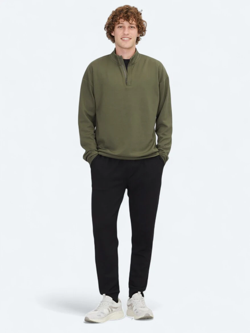 Khaki Turtleneck Sweatshirt - KİP