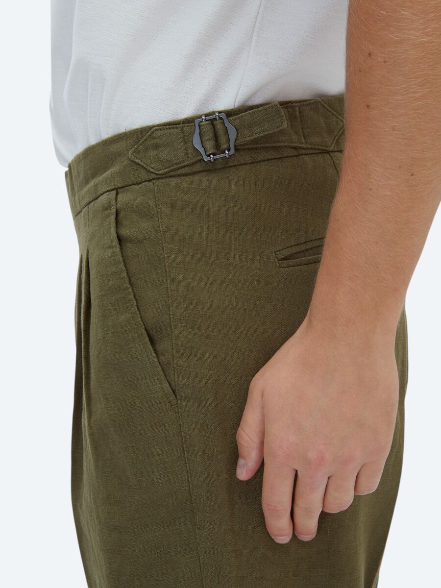 Khaki Weaving Carrot Fit Casual Trousers - 5