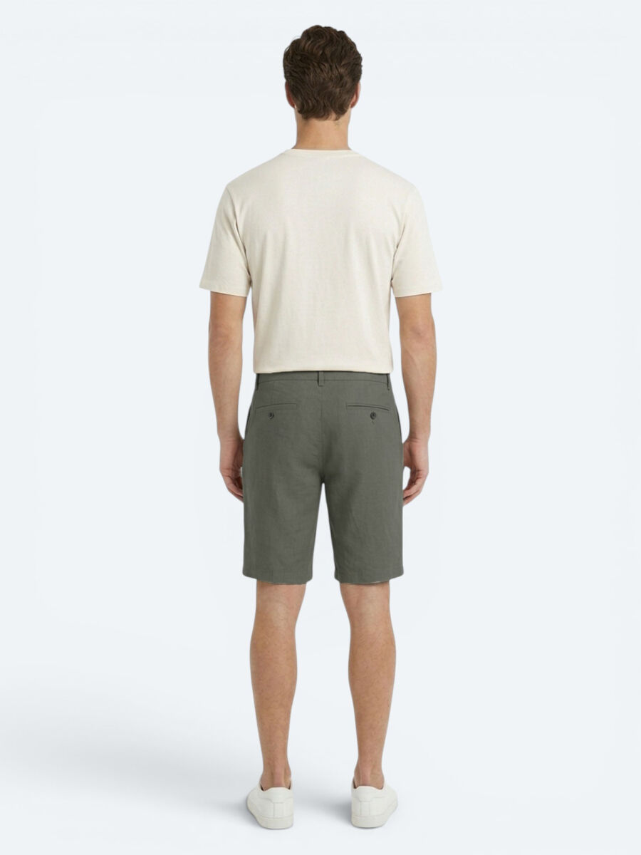 Khaki Weaving Jogging Fit Casual Cotton Blended Bermuda - 4