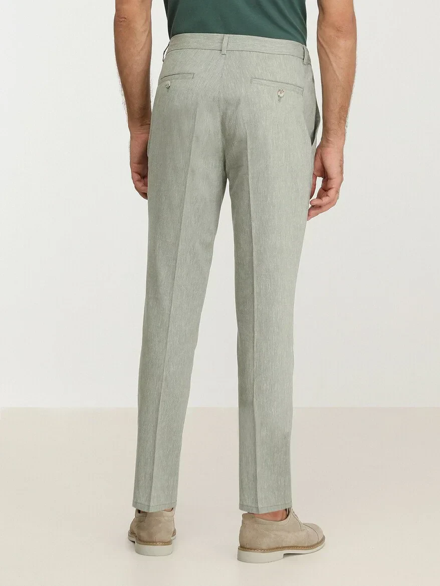 Khaki Weaving Jogging Fit Casual Cotton Blended Trousers - 5