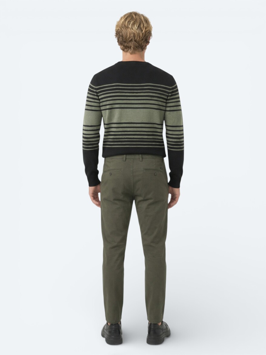 Khaki Weaving Jogging Fit Casual Cotton Blended Trousers - 4