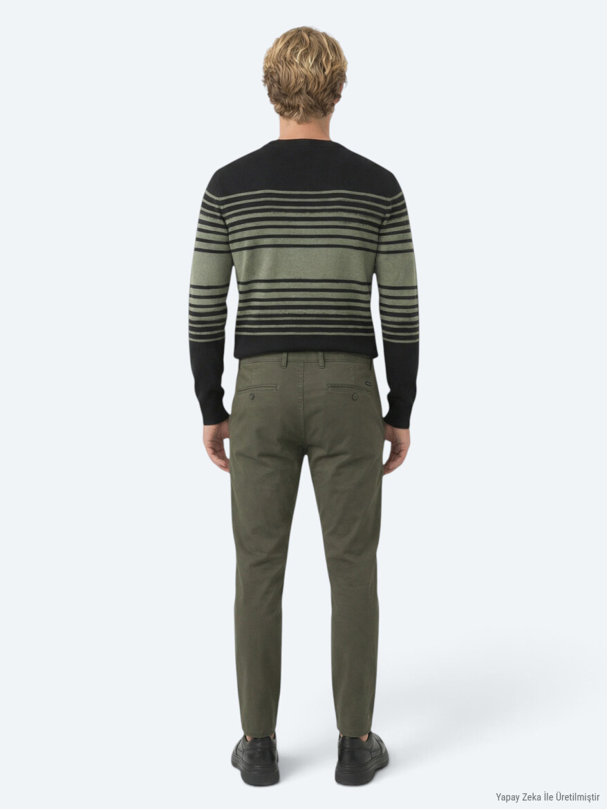 Khaki Weaving Jogging Fit Casual Cotton Blended Trousers - 4
