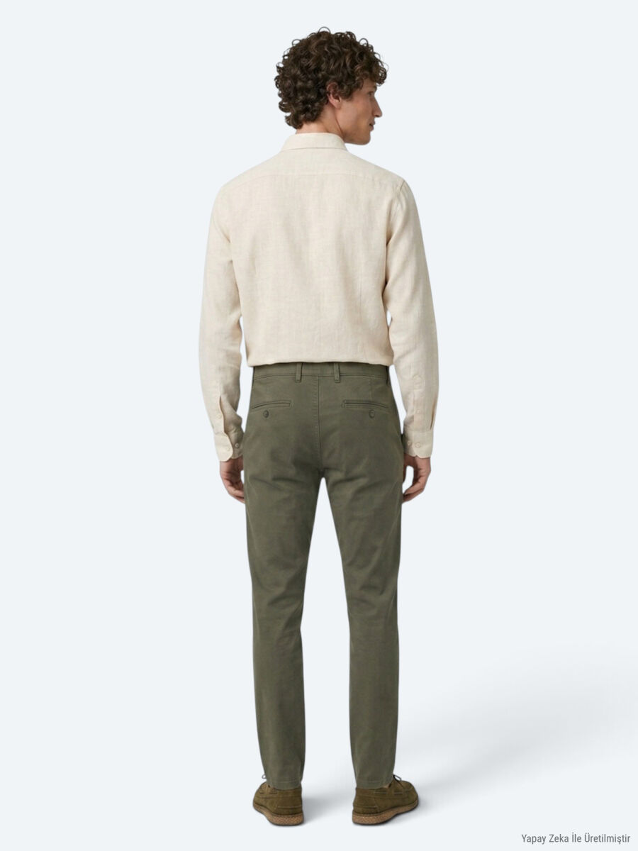 Khaki Weaving Jogging Fit Casual Cotton Blended Trousers - 5
