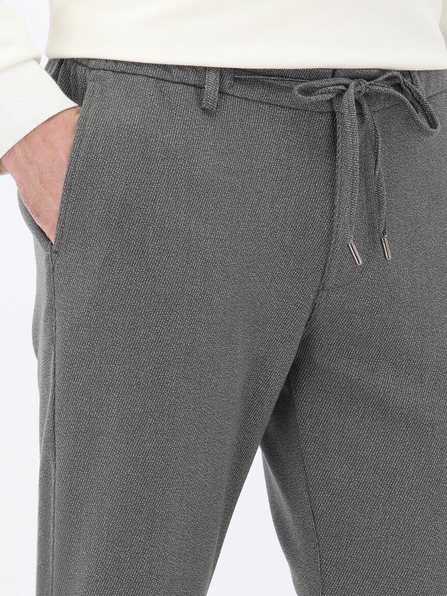 Khaki Weaving Jogging Fit Casual Trousers - 3