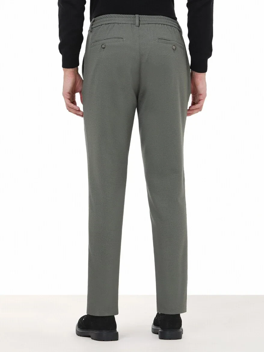 Khaki Weaving Jogging Fit Casual Trousers - 5