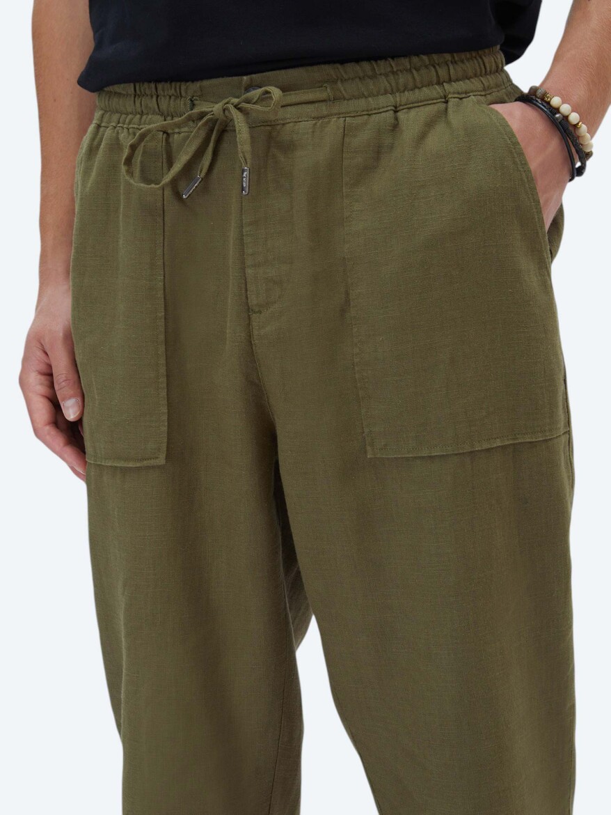 Khaki Weaving Jogging Fit Casual Trousers - 3