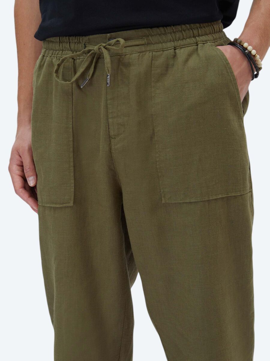 Khaki Weaving Jogging Fit Casual Trousers - 3